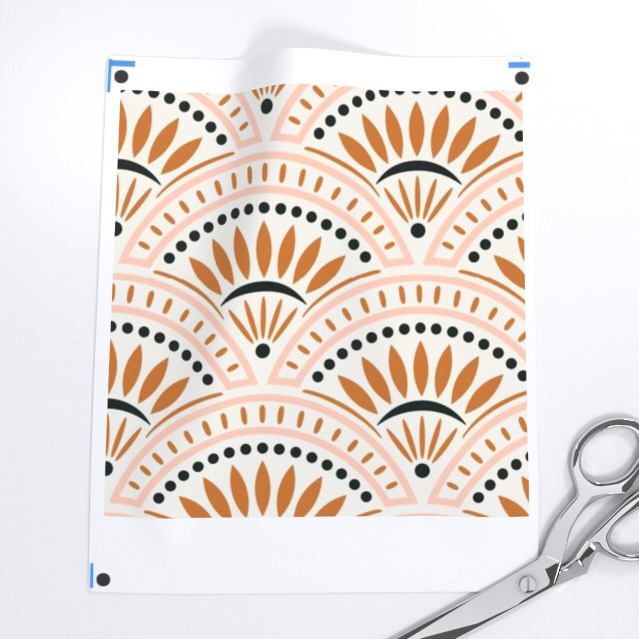 Orange Scales Scallops Fans Geometric Vintage 20'S Medium Scale Art Nouveau Victorian. Custom Removable Wallpaper by Spoonflower Peel & Stick Wallpaper 2FT Wide